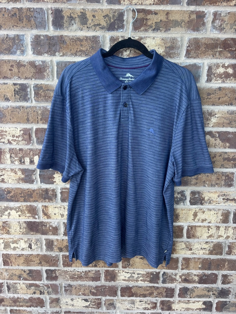 Tommy Bahama Blue Striped Polo Shirt Men’s XXL